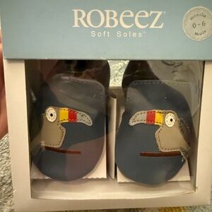 Robeez Blue Leather Soft Sole Baby Shoes, 0-6 Months